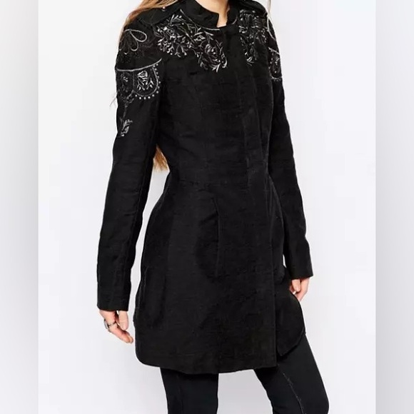Free People Sargent Zip-up Long Sleeve Embroidered Coat - Picture 4 of 17